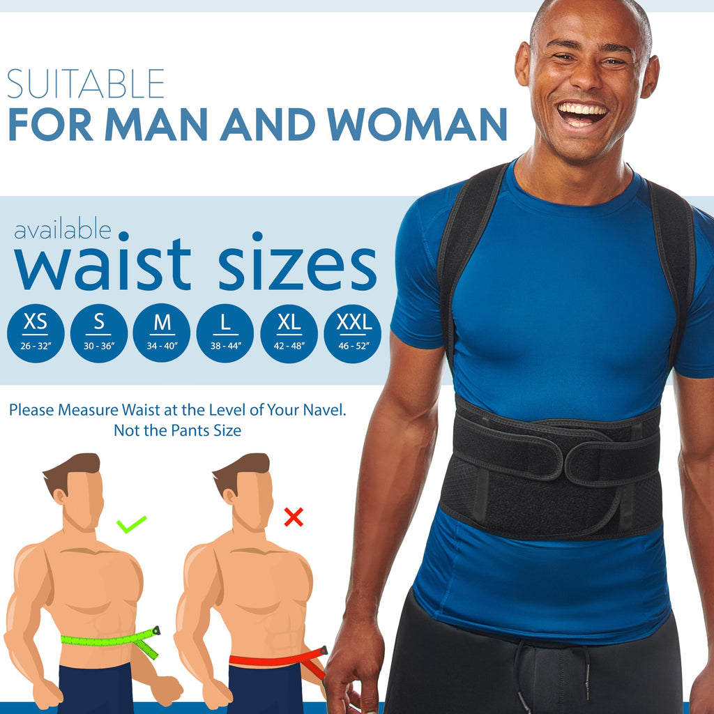 Selbite Posture Corrector for Men and Women - Back Brace for Upper and Lower Body Support - Adjustable Straightener with Pain Relief and Muscle Memory (Large)