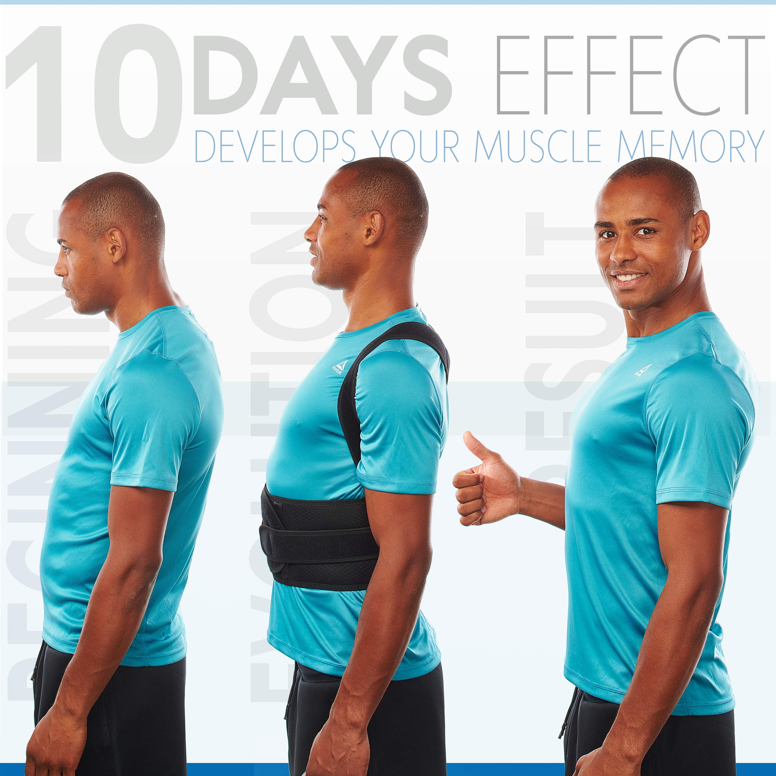 Selbite Posture Corrector for Men and Women - Back Brace for Upper and Lower Body Support - Adjustable Straightener with Pain Relief and Muscle Memory (Large)